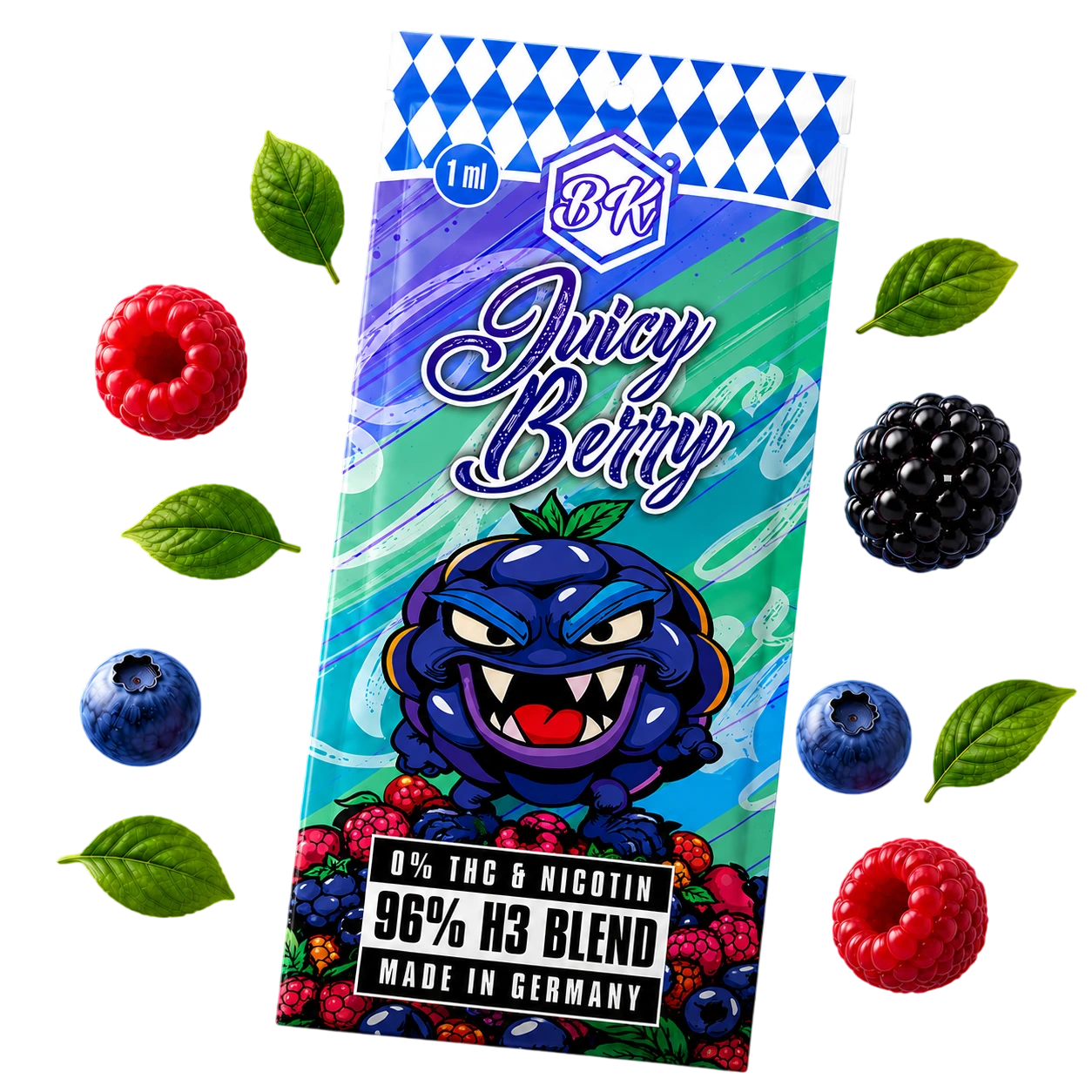 Bavarian Krauts H3 Vapes Juicy Berry 1ml disposable vape with juicy mixed berry flavor