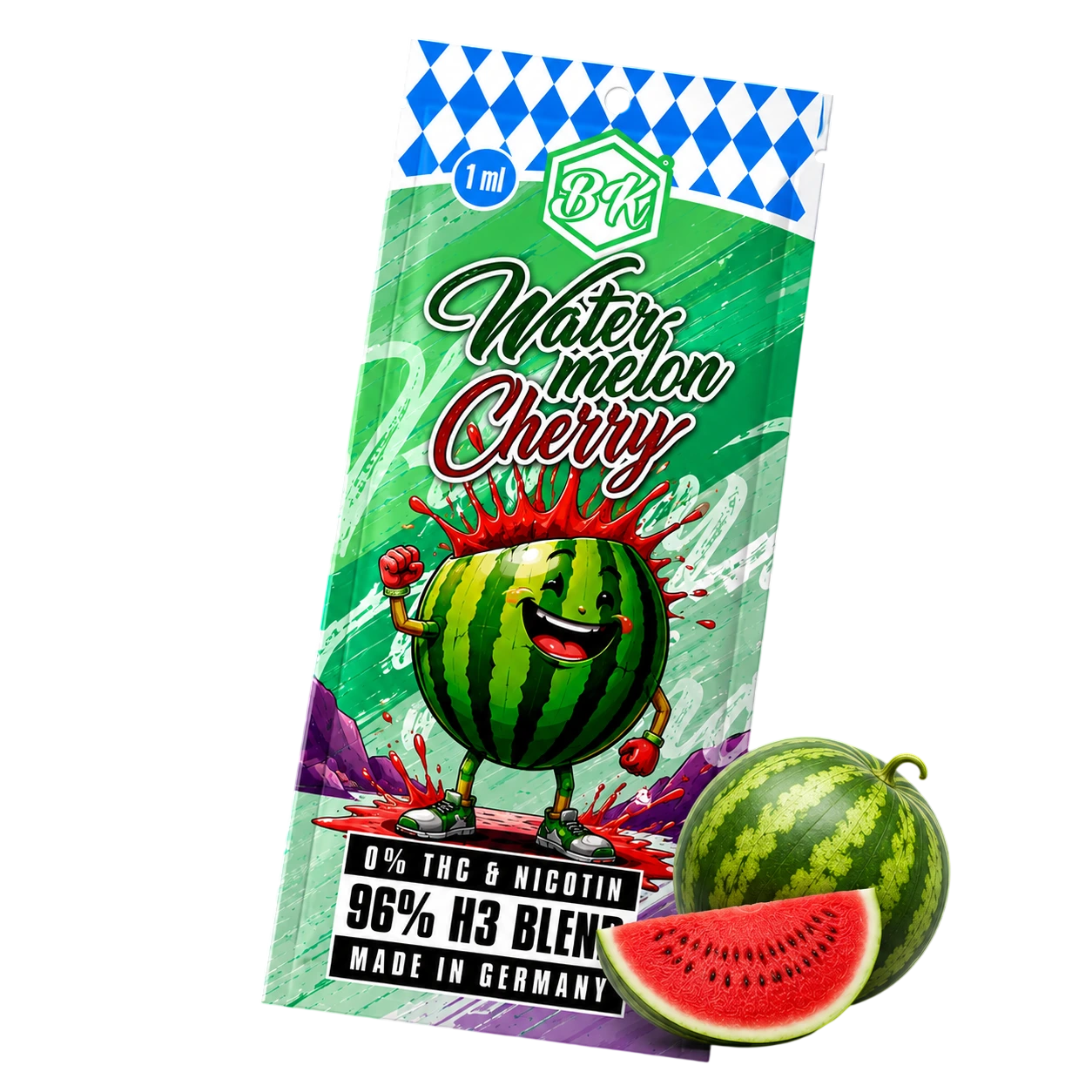 Bavarian Krauts H3 Vapes Watermelon Cherry 1ml disposable vape with watermelon and cherry flavor