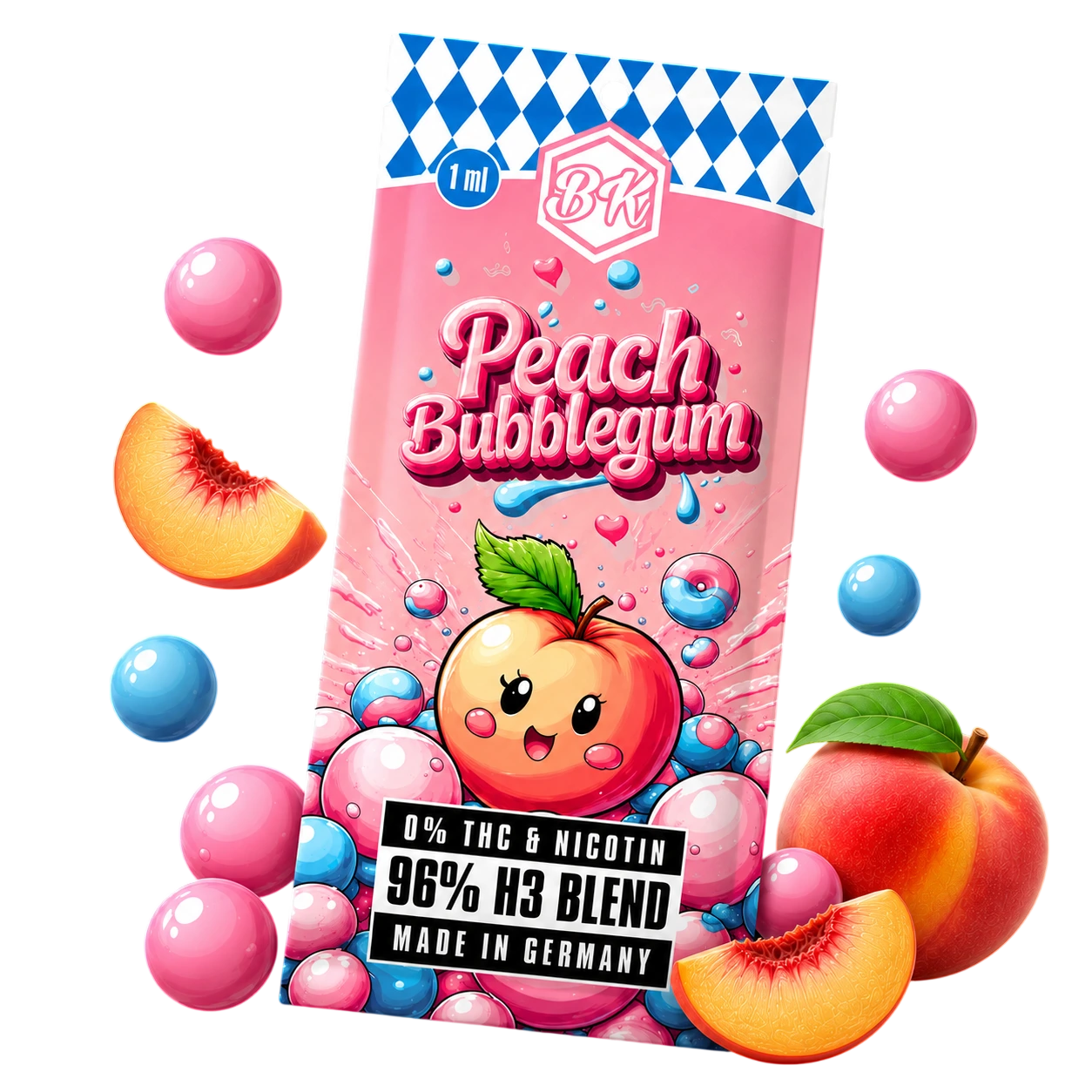 Bavarian Krauts H3 Vapes Peach Bubblegum 1ml disposable vape with peach and bubblegum flavor