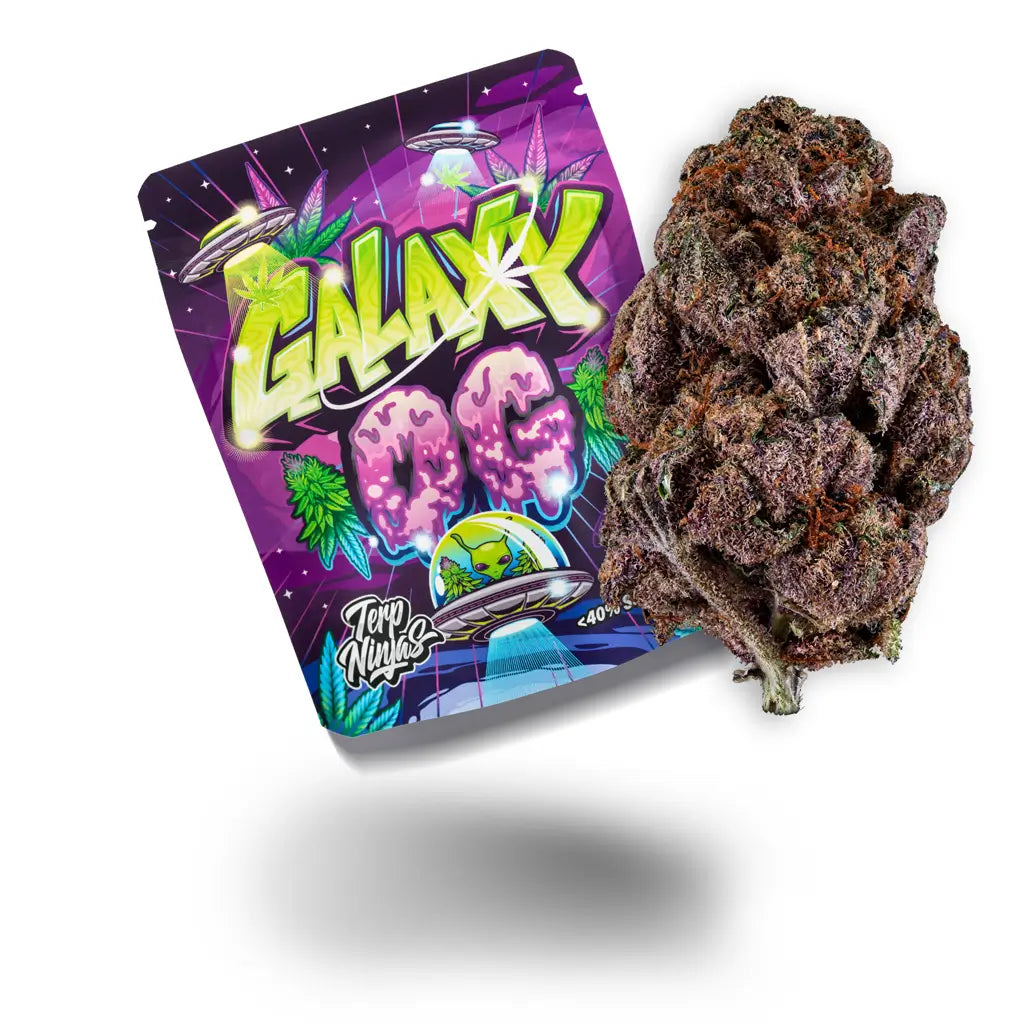 Hanfblüte der Sorte Galaxy OG in Einzelansicht
