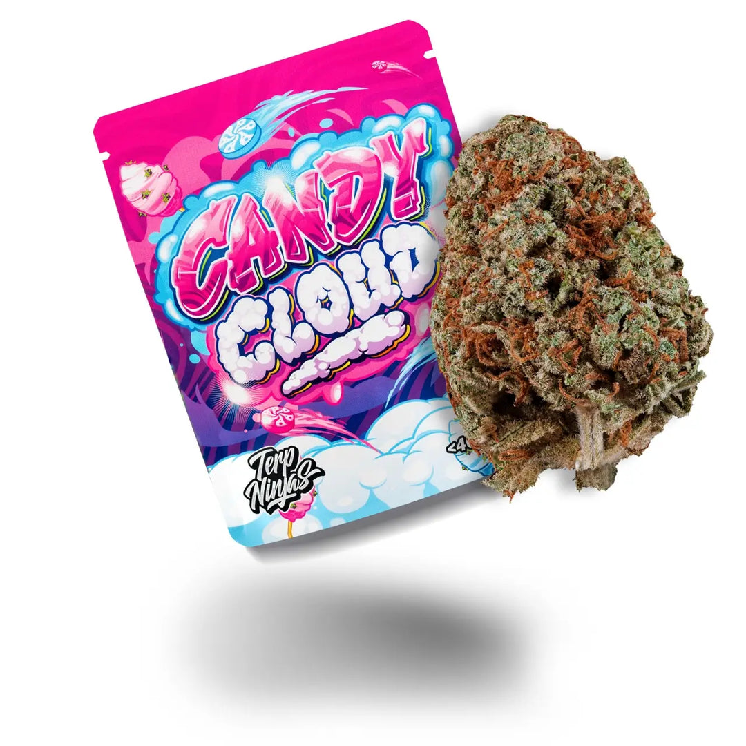 Hanfblüte der Sorte Candy Cloud in Einzelansicht